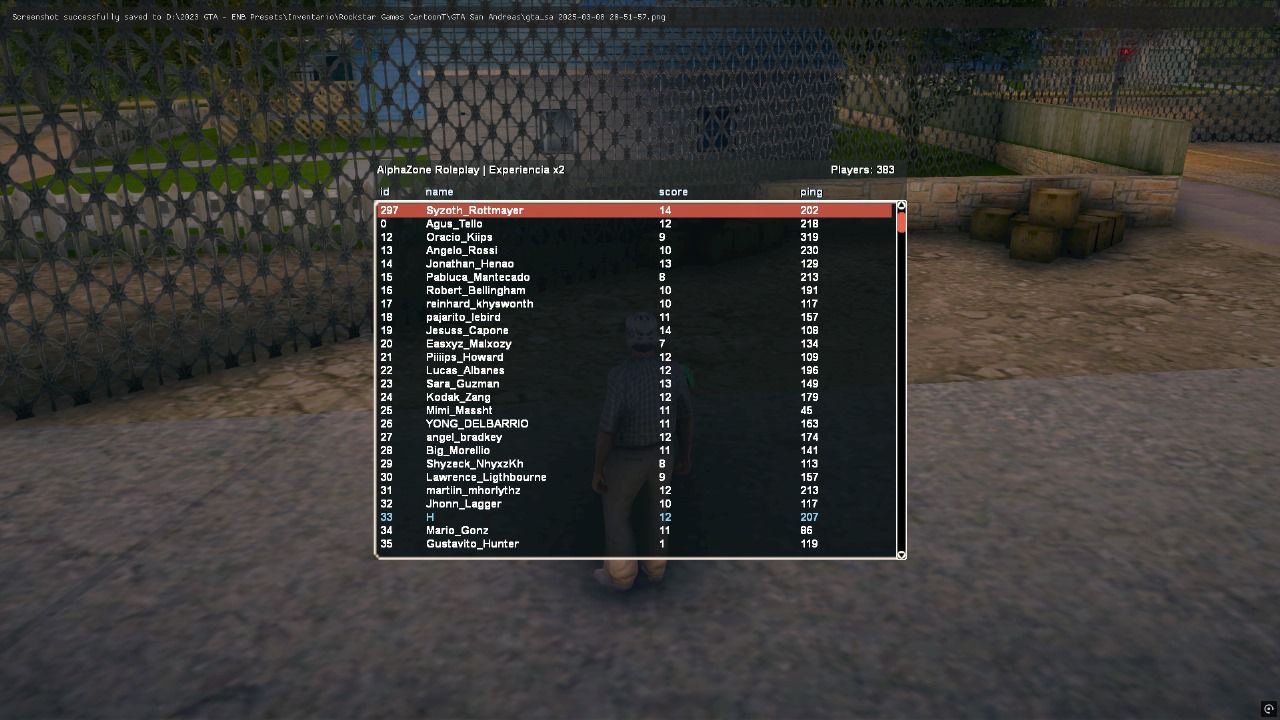 Recuerdo de actividad en AlphaZone RP